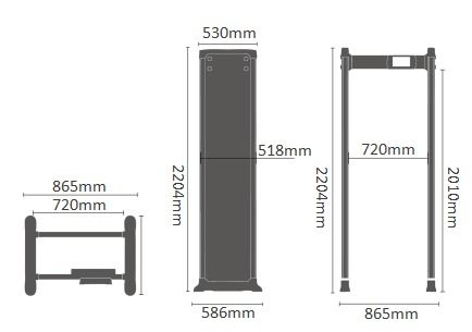 MD-600HD High Performance 7-inch Display Security Equipment Gate  Walk Through Metal Detector