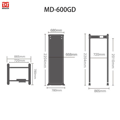 Station Security High Performance Multi-Zone Metal Detector Adjustable High Sensitivity Portable Walk Through Metal Detector